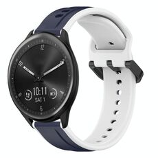 Per Garmin Vivomove Sport 20mm Convex Loop Cinturino in silicone bicolore (blu notte + bianco)