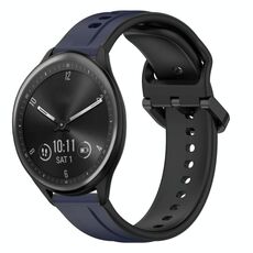 Per Garmin Vivomove Sport Cinturino in silicone bicolore con anello convesso da 20 mm (blu notte + nero)