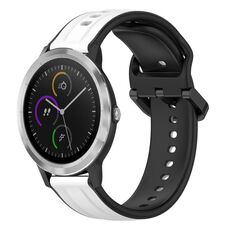 Per cinturino in silicone bicolore con anello convesso da 20 mm Garmin Vivoactive3 (bianco + nero)