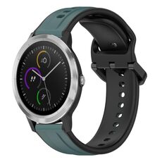 Per Garmin Vivoactive3 20mm Convex Loop Cinturino in silicone bicolore (verde oliva + nero)