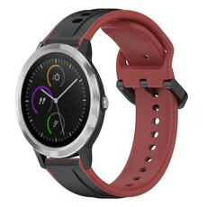 Per cinturino in silicone bicolore con anello convesso da 20 mm Garmin Vivoactive3 (nero + rosso)
