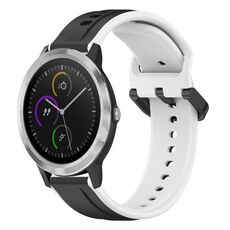 Per cinturino in silicone bicolore con anello convesso da 20 mm Garmin Vivoactive3 (nero + bianco)