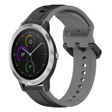 Per Garmin Vivoactive3 20mm Convex Loop Cinturino in silicone bicolore (nero + grigio)