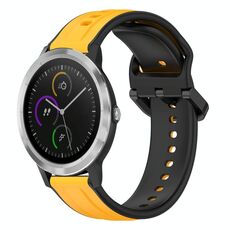 Per cinturino in silicone bicolore con anello convesso da 20 mm Garmin Vivoactive3 (giallo + nero)