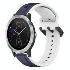 Per Garmin Vivoactive3 20mm Convex Loop Cinturino in silicone bicolore (blu notte + bianco)