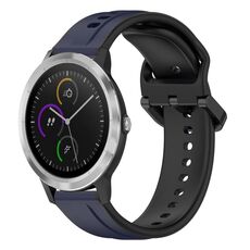 Per Garmin Vivoactive3 20mm Convex Loop Cinturino in silicone bicolore (blu notte + nero)