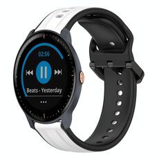 Per Garmin Vivoactive3 Music 20mm Convex Loop Cinturino in silicone bicolore (bianco + nero)