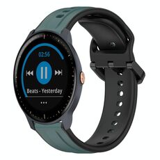 Per Garmin Vivoactive3 Music 20mm Convex Loop Cinturino in silicone bicolore (verde oliva + nero)