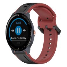 Per Garmin Vivoactive3 Music 20mm Convex Loop Cinturino in silicone bicolore (nero + rosso)