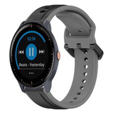 Per Garmin Vivoactive3 Music 20mm Convex Loop Cinturino in silicone bicolore (nero + grigio)