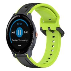 Per Garmin Vivoactive3 Music 20mm Convex Loop Cinturino in silicone bicolore (nero + lime)