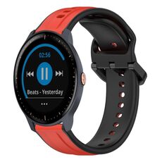 Per Garmin Vivoactive3 Music 20mm Convex Loop Cinturino in silicone bicolore (rosso + nero)