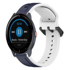 Per Garmin Vivoactive3 Music Cinturino in silicone bicolore con anello convesso da 20 mm (blu notte + bianco)
