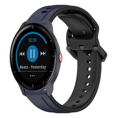 Per Garmin Vivoactive3 Music 20mm Convex Loop Cinturino in silicone bicolore (blu notte + nero)