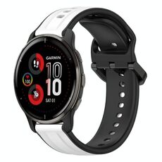 Per Garmin Venu 2 Plus 20mm Convex Loop Cinturino in silicone bicolore (bianco + nero)