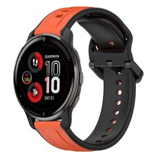 Per Garmin Venu 2 Plus 20mm Convex Loop Cinturino in silicone bicolore (arancione + nero)