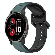 Per Garmin Venu 2 Plus 20mm Convex Loop Cinturino in silicone bicolore (verde oliva + nero)