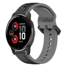 Per Garmin Venu 2 Plus 20mm Convex Loop Cinturino in silicone bicolore (nero + grigio)