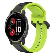 Per Garmin Venu 2 Plus 20mm Convex Loop Cinturino in silicone bicolore (nero + lime)