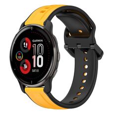 Per Garmin Venu 2 Plus 20mm Convex Loop Cinturino in silicone bicolore (giallo + nero)