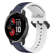 Per Garmin Venu 2 Plus 20mm Convex Loop Cinturino in silicone bicolore (blu notte + bianco)