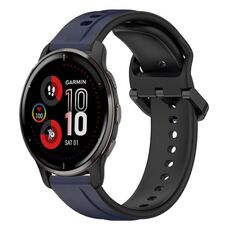 Per Garmin Venu 2 Plus 20mm Convex Loop Cinturino in silicone bicolore (blu notte + nero)
