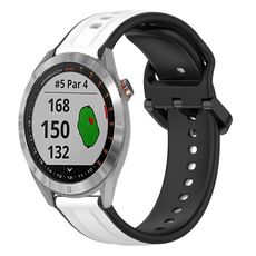Per Garmin Approach S40 20mm Convex Loop Cinturino in silicone bicolore (bianco + nero)