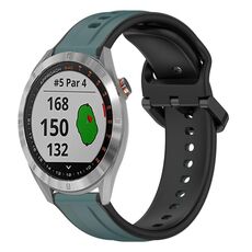 Per Garmin Approach S40 20mm Convex Loop Cinturino in silicone bicolore (verde oliva + nero)