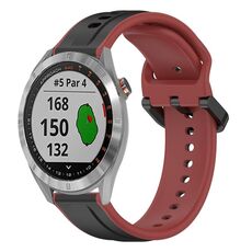 Per Garmin Approach S40 20mm Convex Loop Cinturino in silicone bicolore (nero + rosso)