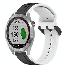 Per Garmin Approach S40 20mm Convex Loop Cinturino in silicone bicolore (nero + bianco)