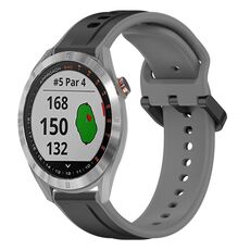 Per Garmin Approach S40 20mm Convex Loop Cinturino in silicone bicolore (nero + grigio)