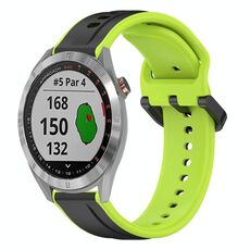 Per Garmin Approach S40 20mm Convex Loop Cinturino in silicone bicolore (nero + lime)