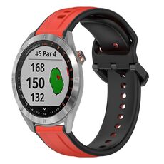 Per Garmin Approach S40 20mm Convex Loop Cinturino in silicone bicolore (rosso + nero)