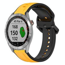 Per Garmin Approach S40 20mm Convex Loop Cinturino in silicone bicolore (giallo + nero)