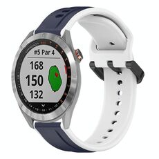 Per Garmin Approach S40 20mm Convex Loop Cinturino in silicone bicolore (blu notte + bianco)