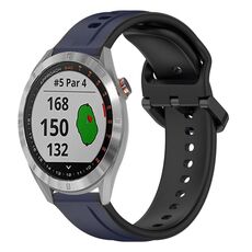 Per Garmin Approach S40 20mm Convex Loop Cinturino in silicone bicolore (blu notte + nero)