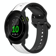 Per Garmin Forerunner 158 20mm Convex Loop Cinturino in silicone bicolore (bianco + nero)