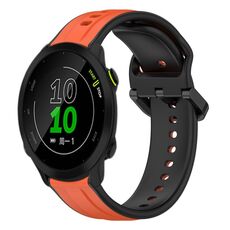 Per Garmin Forerunner 158 20mm Convex Loop Cinturino in silicone bicolore (arancione + nero)