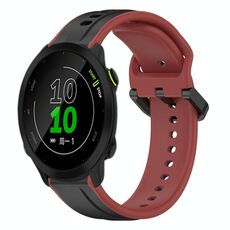 Per Garmin Forerunner 158 20mm Convex Loop Cinturino in silicone bicolore (nero + rosso)