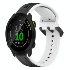 Per Garmin Forerunner 158 20mm Convex Loop Cinturino in silicone bicolore (nero + bianco)
