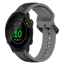 Per Garmin Forerunner 158 20mm Convex Loop Cinturino in silicone bicolore (nero + grigio)
