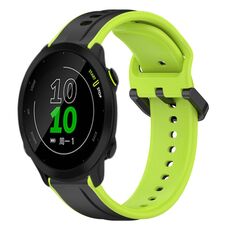 Per Garmin Forerunner 158 20mm Convex Loop Cinturino in silicone bicolore (nero + lime)