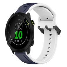 Per Garmin Forerunner 158 cinturino convesso da 20 mm in silicone bicolore (blu notte + bianco)