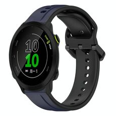 Per Garmin Forerunner 158 20mm Convex Loop Cinturino in silicone bicolore (blu notte + nero)
