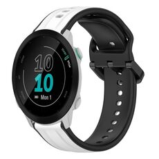 Per Garmin Forerunner 55 20mm Convex Loop Cinturino in silicone bicolore (bianco + nero)