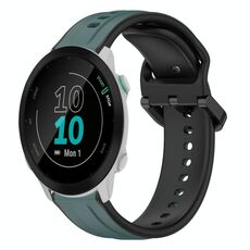 Per Garmin Forerunner 55 20mm Convex Loop Cinturino in silicone bicolore (verde oliva + nero)