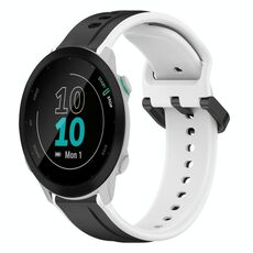 Per Garmin Forerunner 55 20mm Convex Loop Cinturino in silicone bicolore (nero + bianco)