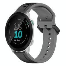 Per Garmin Forerunner 55 20mm Convex Loop Cinturino in silicone bicolore (nero + grigio)