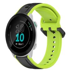 Per Garmin Forerunner 55 20mm Convex Loop Cinturino in silicone bicolore (nero + lime)