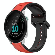 Per Garmin Forerunner 55 20mm Convex Loop Cinturino in silicone bicolore (rosso + nero)